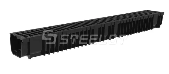Лоток пластиковый SteePlain DN100 H100 в комплекте с пластиковой решеткой кл. А15